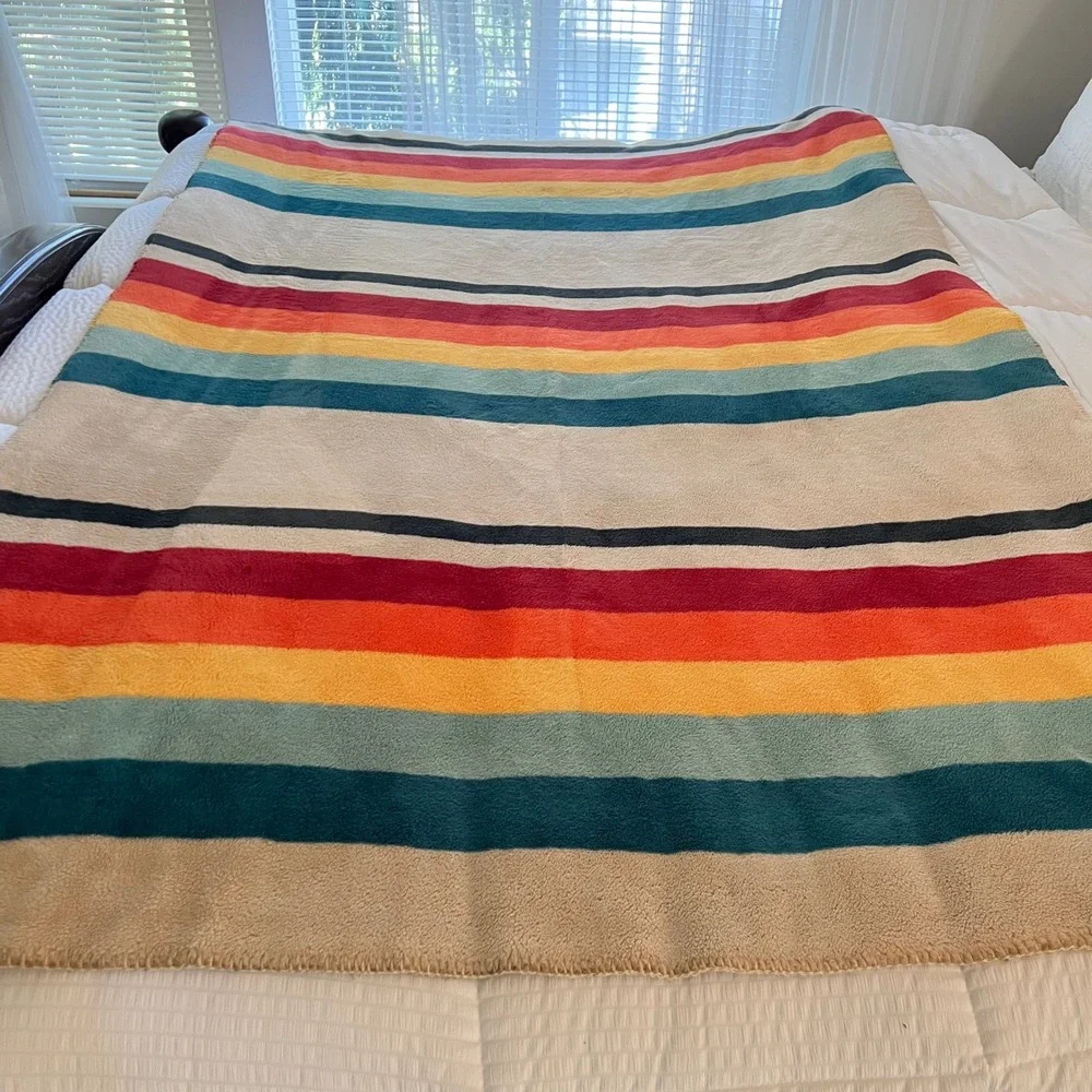 Pendleton Ultra Soft Plush Throw Blanket Mount Foraker Striped 50x70 Cozy Cabin